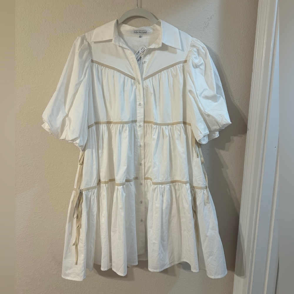 Sofie the label off white puff sleeve dress size M